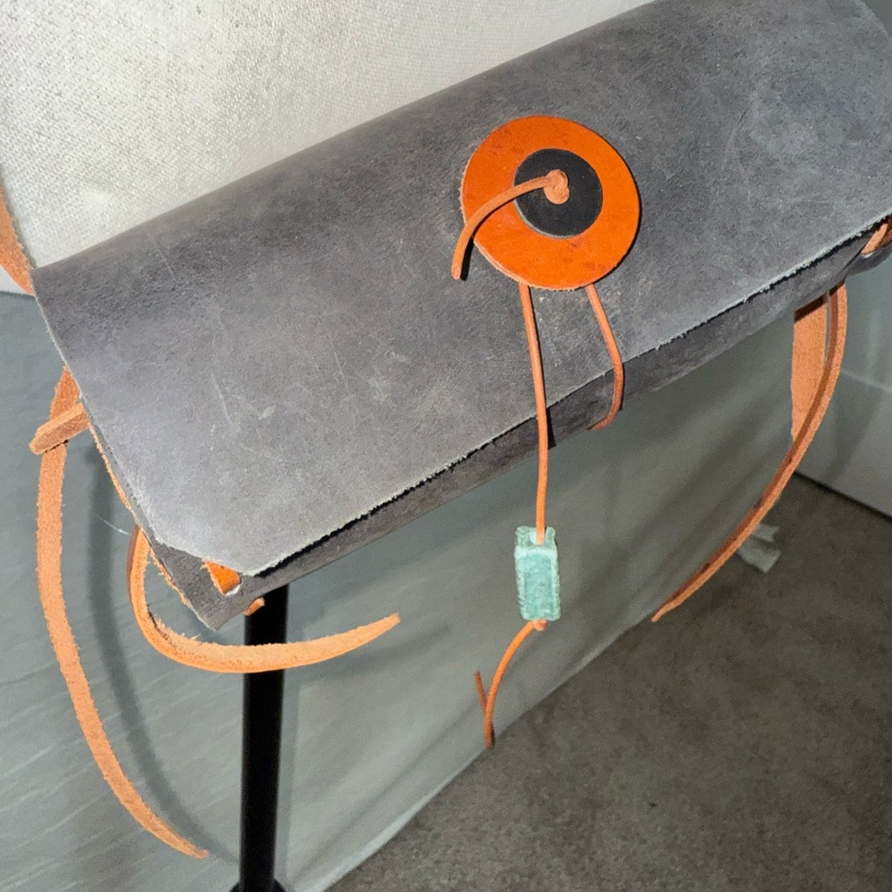 Handmade 100% Leather Crossbody Bag in Charcoal